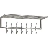 Wohnling Portemanteau mural métal argenté 74,5x29x30 cm Portemanteau d'entrée avec étagère Barre à crochets Panneau mural acier Portemanteau mural avec porte-chapeaux Barre de penderie