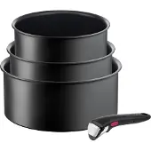 Tefal Set de Ingenio Ultimate Batterie de cuisine L7649453 - 4-pièces, Cuiseur universel fr, 16-20 cm, Antiadhésif, Poignée amovible, Répartition uniforme de la chaleur, noir