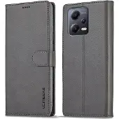LC.Imeeke Xiaomi Poco X5 Pro - étui en cuir gris (Xiaomi Poco X5 Pro, Xiaomi Redmi Note 12 Pro 5G), Coque pour téléphone portable, Gris