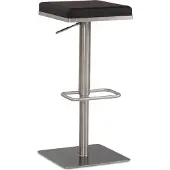 Wohnling Tabouret de bar Noir Similicuir Acier inoxydable Chaise de bar moderne Chaise de comptoir pivotante Rembourrée Tabouret de bistrot Métal Haut Tabouret de comptoir Réglable en hauteur