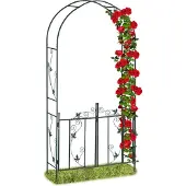 Relaxdays Arche De Rosiers Avec Porte, Treillis Plantes Grimpantes, Tuteur Métal Rosiers