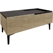 Skye Decor , table basse moderne en travertin et anthracite, 91,8 x 38,6 x 45 cm | 100 % panneau de particules mélaminé, épaisseur 18 mm | Espace de rangement supplémentaire, design élégant.