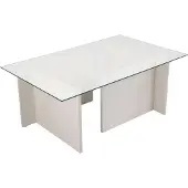 Skye Decor , Vetrino - Wooden White, table basse, 100 % verre trempé, bois blanc, 105 x 65 x 40 cm