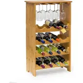 Relaxdays 10013871 Cave à vin 16 bouteilles Bambou Bois