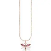 Thomas Sabo Chaîne libellule avec pierres or rose, (Argent 925, Argent sterling 925, Argent sterling 925)