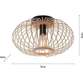 JUST LIGHT Plafonnier, bois naturel, H 23 cm