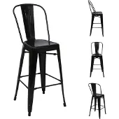 MCW Tabouret de bar -A73 Métal (lot de 4)