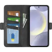 Screen Guard Professional Étui en cuir CardLounge (Samsung Galaxy S24+), Coque pour téléphone portable, Noir