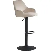 Wohnling Tabouret de bar Velours Beige Tabouret avec dossier 86 106 cm Tabouret de cuisine Réglable en hauteur Moderne 100 kg Chaise de bar Tabouret de comptoir avec pied trompette en métal
