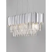 Lyora Suspension Magnolia chrome allongé et cristal