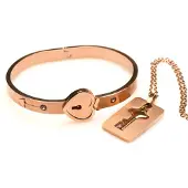 Frisky Bracelet à boucle cuff et collier à clés - Or rose