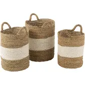 J-Line Set De 3 Corbeilles Herbe De Mer Blanc/Naturel