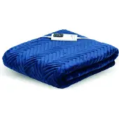 Dreamland Couverture chauffante Deluxe Bleu à Motif Chevrons - Hurry Home - Large