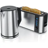 Arendo Breakfast Set en argent - Bouilloire / Grille-pain