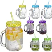 Relaxdays 8x Trinkglas, Verres, Multicolore, Bleu, Vert, Violet, Jaune, Transparent