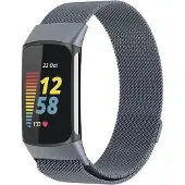 Cover-Discount Fitbit Charge 5 - Bracelet milanais en acier inoxydable gris (Acier inoxydable), Sangles de montre, Gris