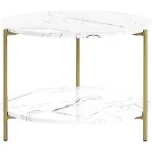 Beliani Table basse en panneaux de fibres de bois 50 cm avec étagère pieds en métal Salon moderne Glam