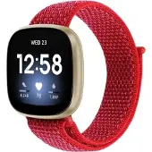 Cover-Discount Fitbit Versa / Sense - Bracelet en nylon velcro rouge (Nylon), Sangles de montre, Rouge