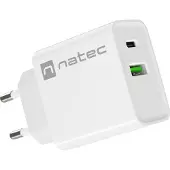 Natec Chargeur USB RIBERA USB-A + USB-C 20 W PD Blanc