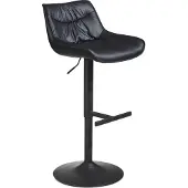 Wohnling Tabouret de bar Similicuir noir Tabouret avec dossier 86 106 cm Tabouret de cuisine Réglable en hauteur Moderne 100 kg Chaise de bar Tabouret de comptoir avec métal