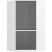 3Xeliving Armoire D'angle 4 Portes Blanc/Gris 100X50X180