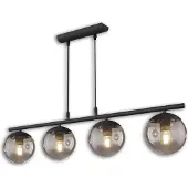 ISOLED Suspension métal noir, rond, verre fumé, 4xE27 douille (E27)