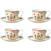 J-Line Boite 4 tasse the + sous-tasse casse-noisette ceramique blanc