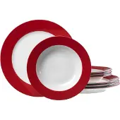 Ritzenhoff & Breker DOPPIO Service de table 8 pcs, Vaisselle, Service, Rond, Porcelaine, Rouge, 596717