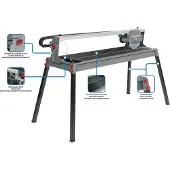 Graphite Trancheur de carrelage et de pierre 1200W, 230x25, zone de coupe 1000 mm, lame : 230 mm x 25 mm, 2950 par minute, profondeur de coupe max 90º/45º 43/37 mm, CE