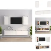 vidaXL Armoires TV 4 pcs. Blanc Pin massif - Meubles TV