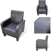 vidaXL Fauteuil Noir Simili Cuir - Fauteuil