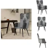 vidaXL Fauteuil à oreilles Gris Cuir véritable - Fauteuil