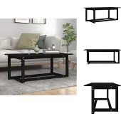 vidaXL Table basse noire 110x55x45 cm pin massif - Tables basses