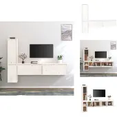 vidaXL Armoires TV 4 pcs. Blanc Pin massif - Meubles TV