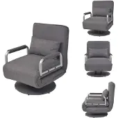 vidaXL Fauteuil pivotant et canapé-lit Tissu gris foncé - Fauteuil