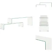 vidaXL 2-tlg. Couchtisch-Set 90x30x20/110x30x40 cm Heart Glass - Couchtisch