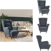vidaXL Fauteuil gris foncé velours - fauteuil