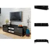 vidaXL Armoire TV noir brillant 140x40,5x35 cm - Meuble TV