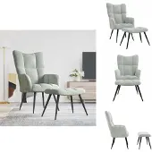 vidaXL Fauteuil relax avec pouf gris clair velours - fauteuil