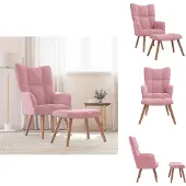 vidaXL Fauteuil relax avec pouf rose velours - fauteuil