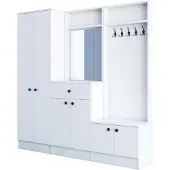 Skye Decor , M2 - 1558, Porte-manteau, blanc, 100 % PANNEAUX ENDUITS DE MÉLAMINE, 179,4 x 37,3 x 182,8 cm