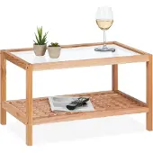 Relaxdays Table D?Appoint En Verre Et En Bois