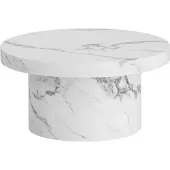 Wohnling Table basse blanche 60 cm aspect marbre Table de salon ronde Petite table basse