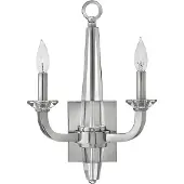 HINKLEY Applique murale avec bougeoir Ascher, nickel poli, 2xE14x60W, cristal, dimensions : 45x30,5x12,7 cm, IP20,