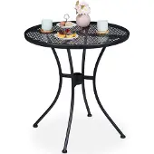 Relaxdays Table de jardin noire ronde 72,0 cm