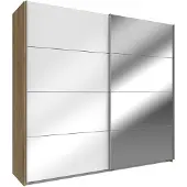 Wimex Armoire à portes coulissantes Easy Plus 180x65x210cm chêne à planches verre blanc