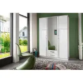 Wimex Armoire 3 portes 1 miroir + 2 tiroirs -Reproduction blanc - L 135 x P 56 x H 199 cm - TRIO