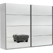 Wimex Armoire à portes coulissantes Easy Plus 225x65x210m Armoire blanche à miroir intégral 2 portes