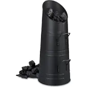 Merkloos seau à charbon 12 litres - seau à pellets avec 2 poignées - poubelle à charbon en métal - noir
