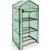 Relaxdays Serre en plastique pour balcon 125 x 70 x 50 cm (H x L x P), 3 étagères, serre d'intérieur pour balcon ou terrasse, peu encombrante, verte